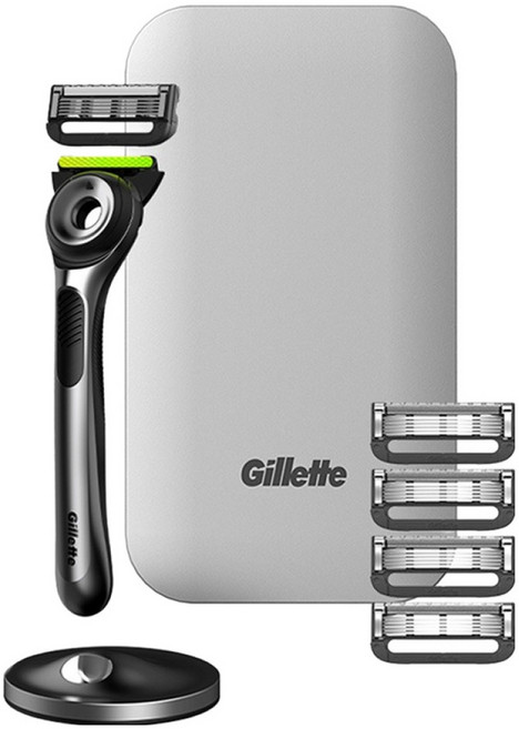 Gillettelabs 極光系列刮鬍刀組 極光淨澈條刮除表層皮 奈米級5層漸進式刀片一刮即淨 360°零死角旋轉刀頭, 刀架 + 5個刀頭 + 刀座 + 旅行盒, 1組