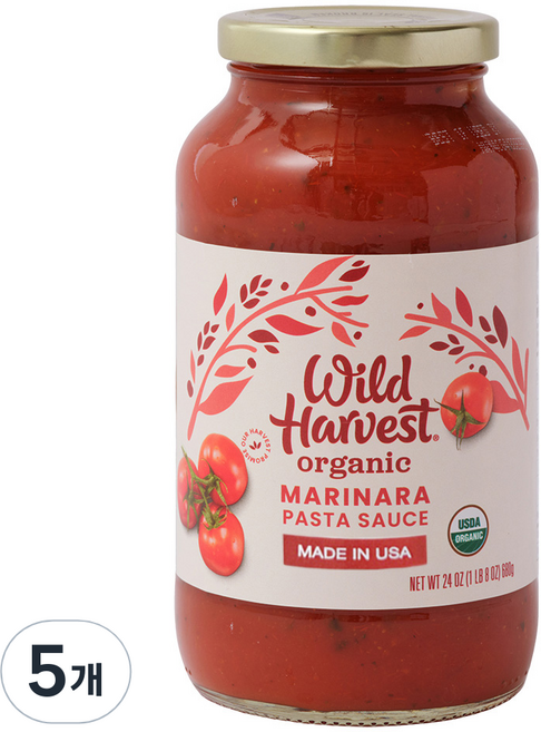 와일드하베스트 유기농 마리나라 파스타 소스, 680g, 5개