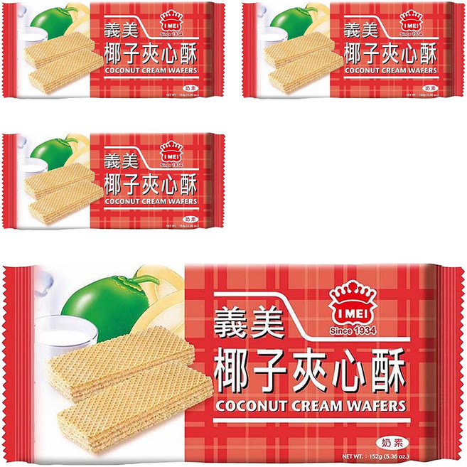 義美 夾心酥 椰奶, 152g, 4包