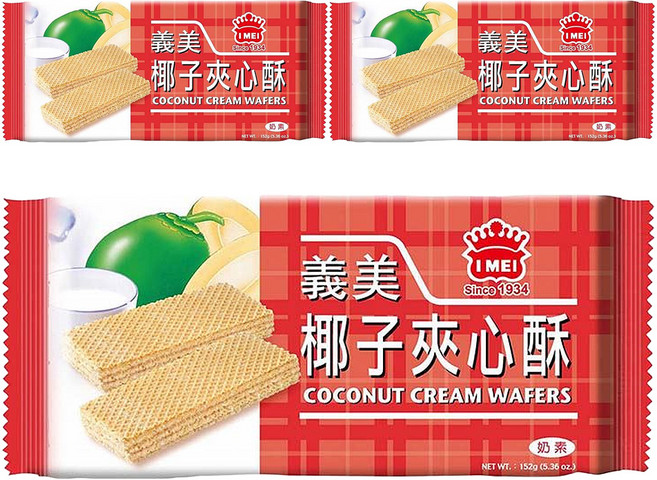 義美 夾心酥 椰奶, 152g, 3包