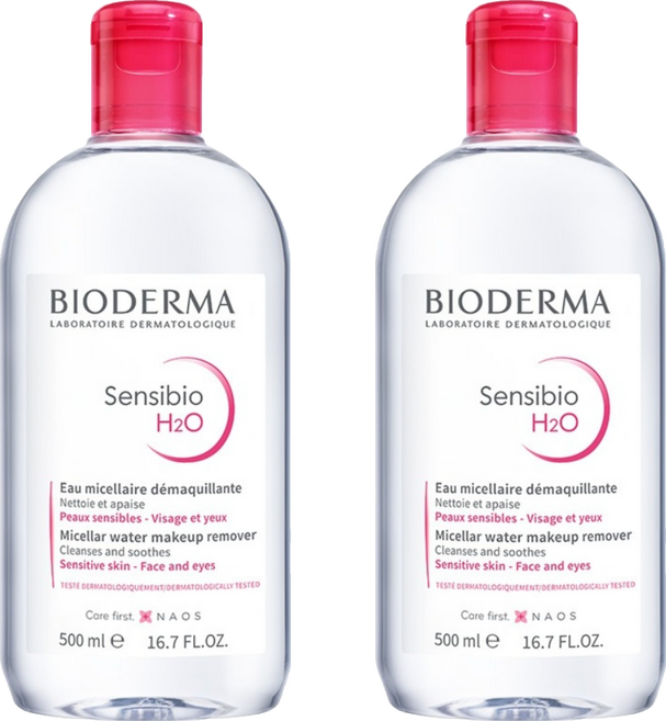 BIODERMA H2O高效潔膚液 粉瓶, 500ml, 2瓶
