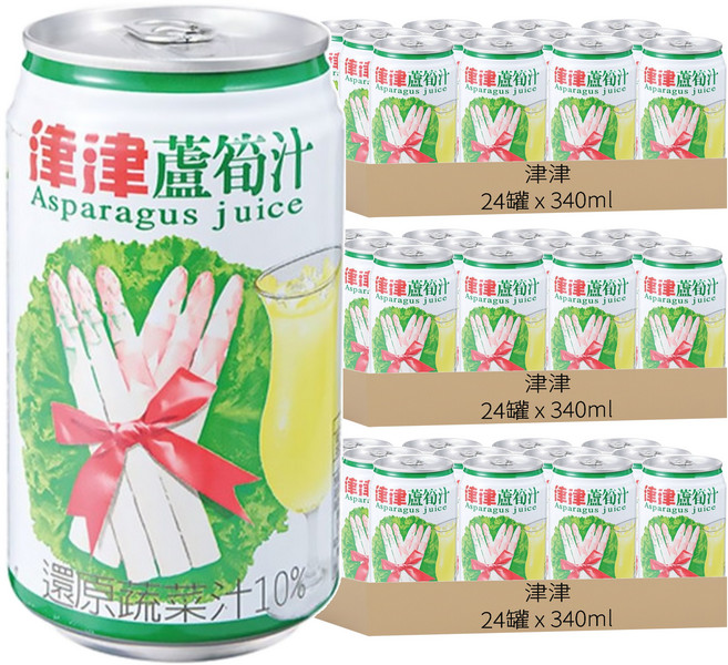 津津 蘆筍汁, 340ml, 72罐