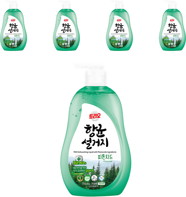 트리오 항균설거지 피톤치드 주방세제, 750ml, 5개