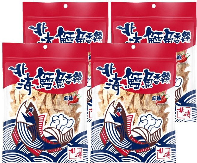 北海 鱈魚香絲 大 麻辣寬條, 90g, 4包