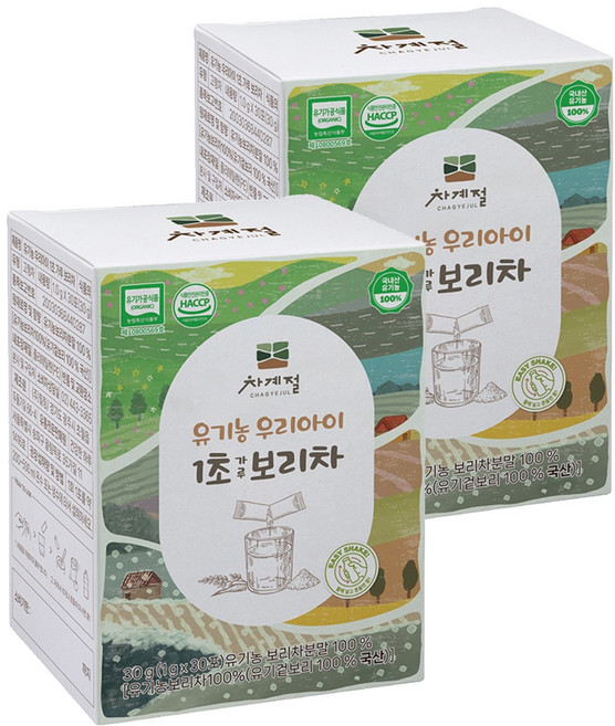 차계절 유기농 1초 아기 보리차 유아 아이 어린이 가루 30p, 30g, 2개