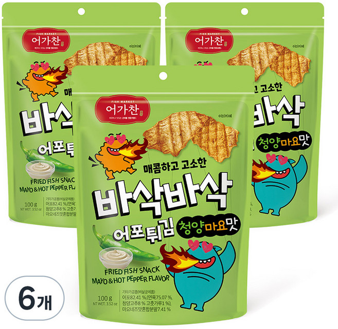 어가찬 바삭바삭 어포튀김 청양마요맛, 100g, 6개
