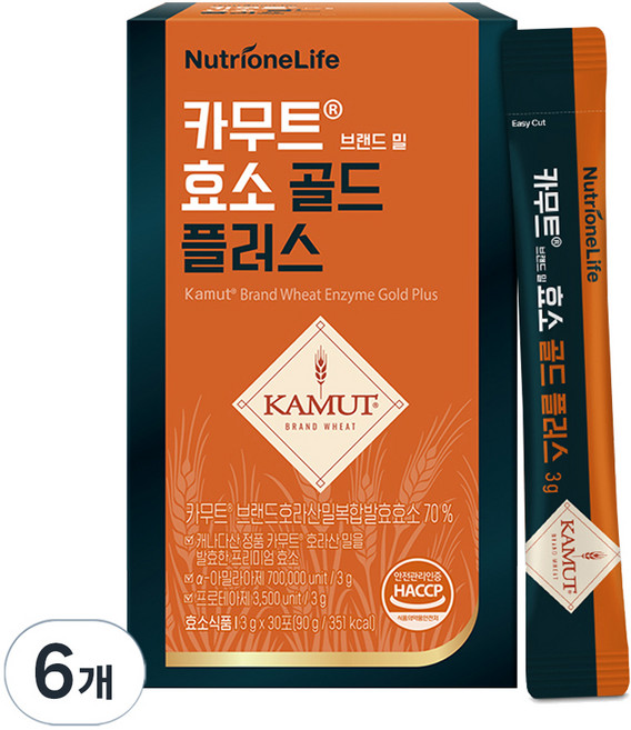 뉴트리원 카무트 브랜드 밀 효소 골드 플러스, 90g, 6개