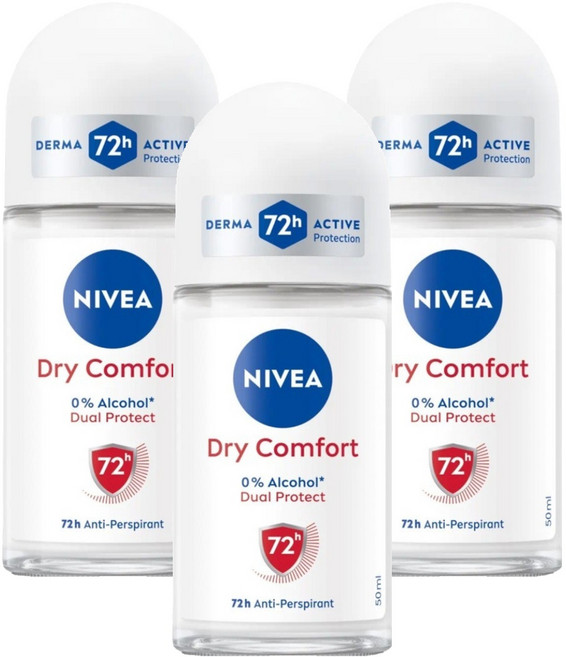 NIVEA 妮維雅 止汗爽身乳液 乾適活力Plus, 50ml, 3瓶