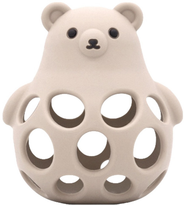 Baby Garden 咬咬派對 手握型固齒器 寶寶口腔期首選, 立體熊奶茶色, 1個