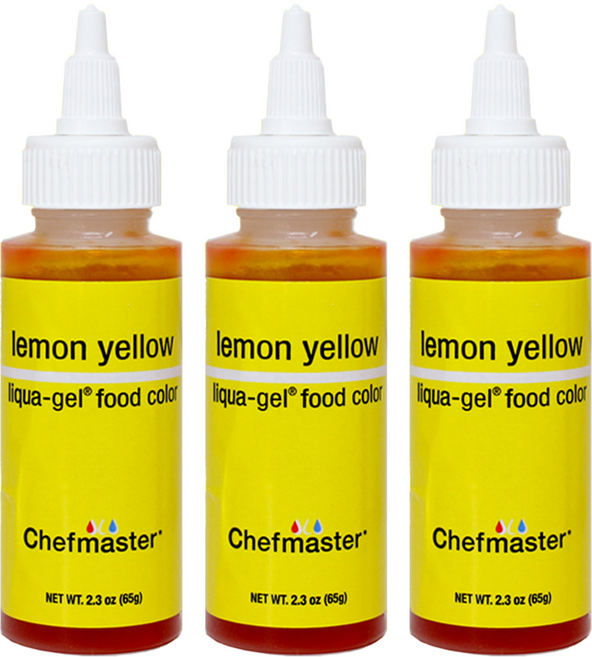 셰프마스터 리쿠아젤 식용색소 레몬옐로우, 65g, 3개
