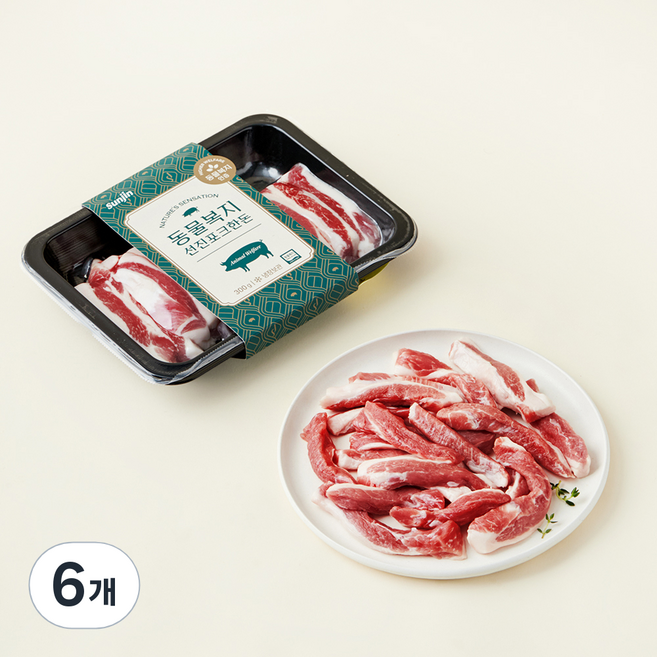 선진포크한돈 동물복지 등심덧살 구이용(냉장), 300g, 6개