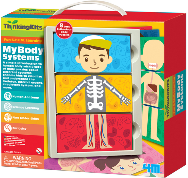 4M 奇妙的身體拼圖 思維創作玩具 全彩身體拼圖8件套, 1盒