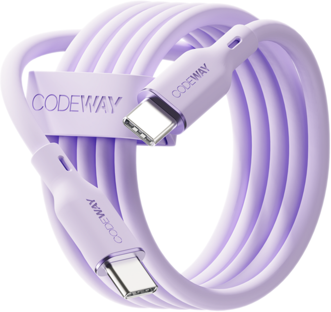 CODEWAY PALLET系列 100W PD USB-C to USB-C 傳輸線, 60cm, 紫色, 1條