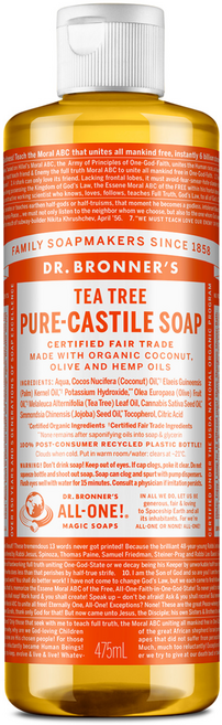 닥터브로너스 퓨어 캐스틸 솝 페이스 앤 바디워시 티트리, 1개, 475ml