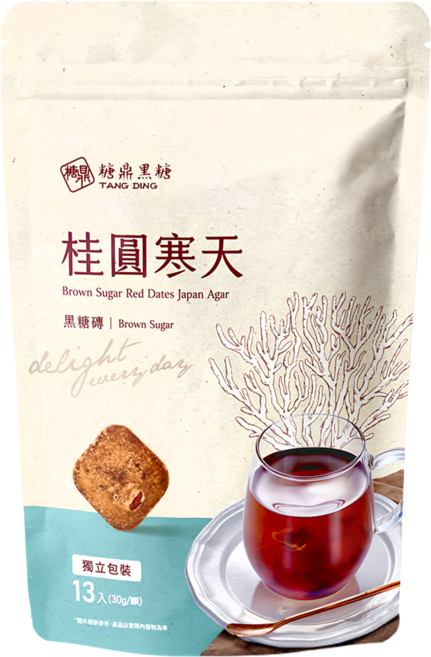 糖鼎 黑糖磚 桂圓寒天, 30g, 13顆, 1包