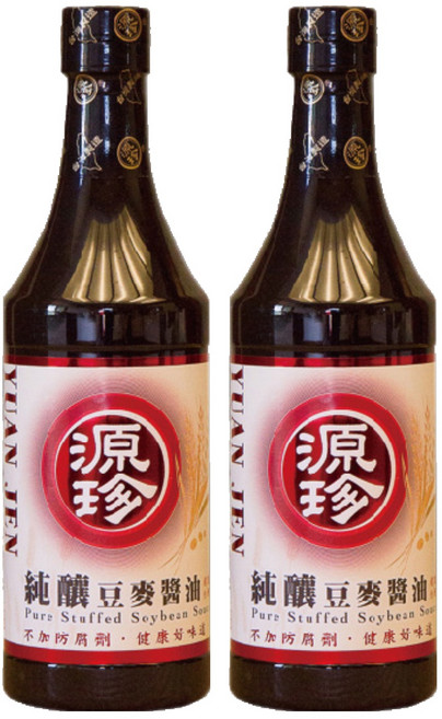 源珍 純釀豆麥醬油, 630ml, 2瓶
