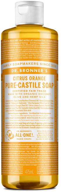 닥터브로너스 퓨어 캐스틸 솝 바디워시 시트러스 오렌지, 475ml, 1개 - 쿠팡