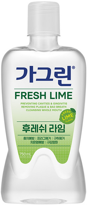 가그린 구강청결제 후레쉬 라임, 750ml, 1개