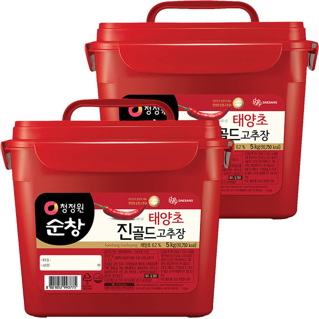 청정원순창 태양초 진골드고추장, 5kg, 2개