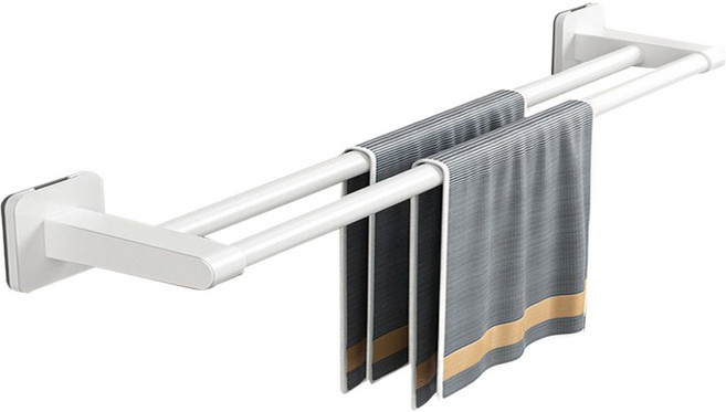 한봄누리 무타공 수건걸이 와이드 2단 70cm, 화이트, 1개