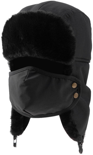 캐럿 방한용 군밤 모자 + 마스크 세트, 블랙