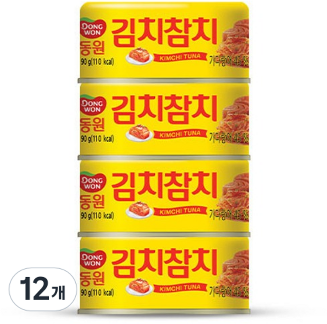 동원 김치참치 통조림, 90g, 12개