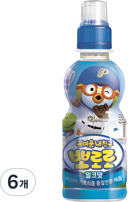 팔도 귀여운내친구 뽀로로 밀크맛, 235ml, 6개