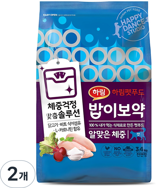 하림펫푸드밥이보약 고양이 기능성 사료, 2개, 3.4kg, 다이어트(체중유지)