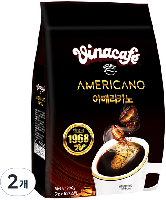 비나카페 아메리카노 일반커피믹스, 2g, 100개입, 2개