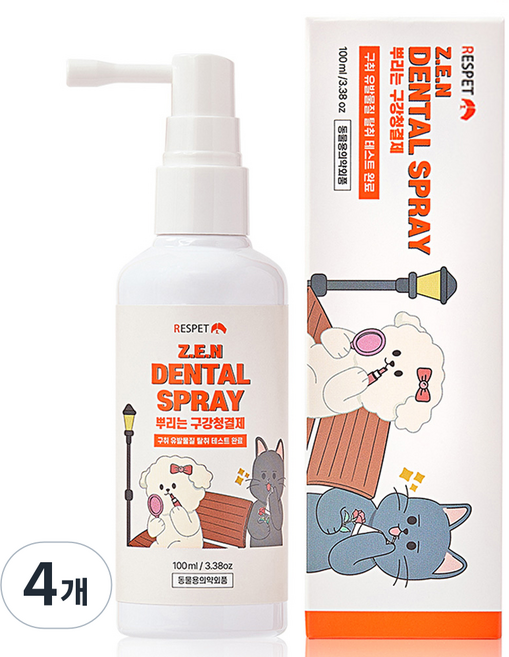 리스펫랩 반려동물 뿌리는 치약 구강청결제, 100ml, 4개