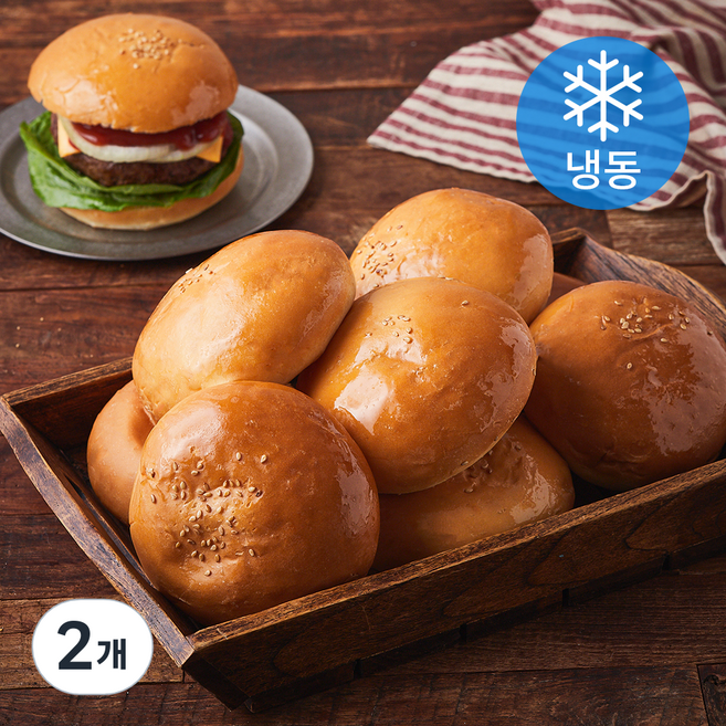 프레시오늘 우리밀 유크림100%버터 수제 햄버거빵번 (냉동), 60g, 2개, 10개입