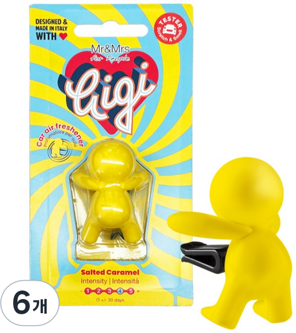 Mr&Mrs FRAGRANCE Gigi吸塑包裝車用芳香劑, 6個, 海鹽焦糖