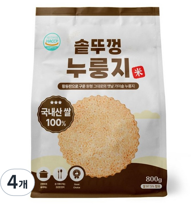 매홍 솥뚜껑 누룽지, 4개, 800g