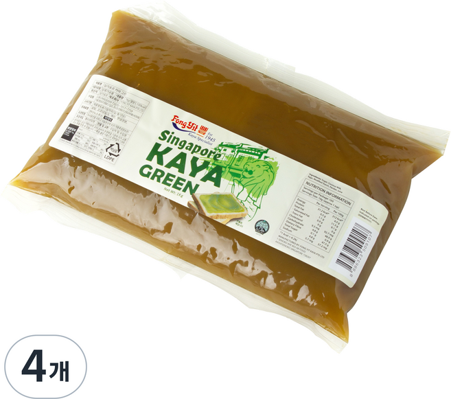 퐁잇 카야 싱가포르 카야잼 그린, 1kg, 4개