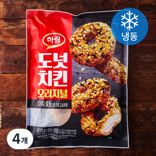 하림 도넛치킨 오리지널 (냉동), 400g, 4개
