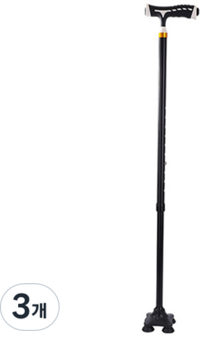 인체공학적 설계 지팡이, 블랙, 3개