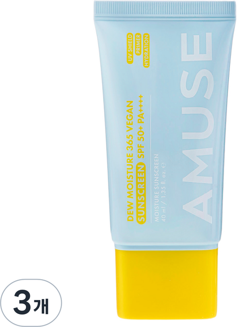 AESTURA AMUSE 清透水潤365純素防曬霜 SPF50+ PA++++, 3個, 40ml