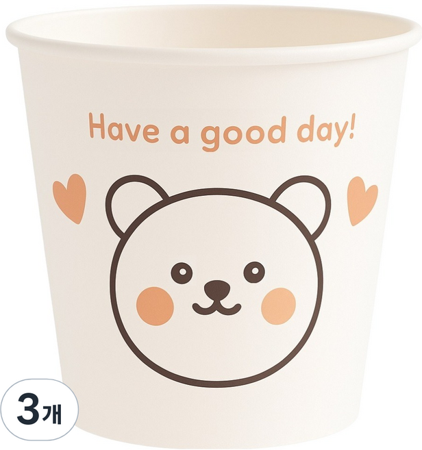 이로울생활 곰돌이 인쇄 종이컵 180ml, 3개, 200개입