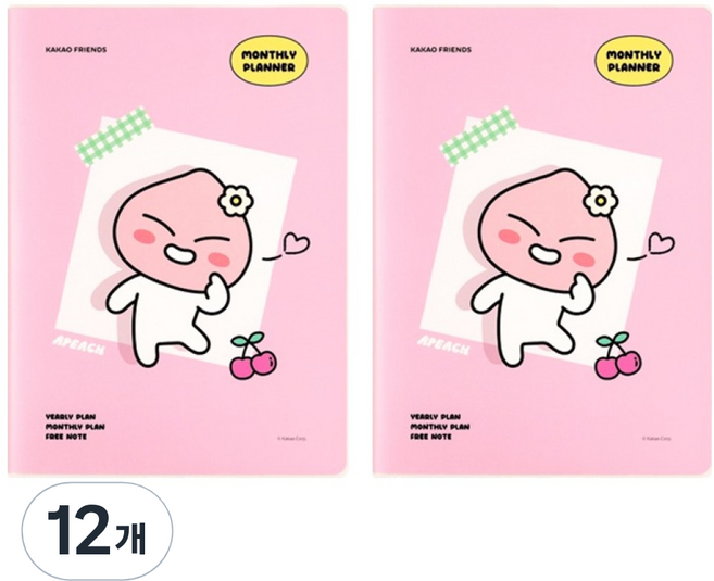 카카오프렌즈 세이치즈 A5 먼슬리 플래너, 어피치, 12개