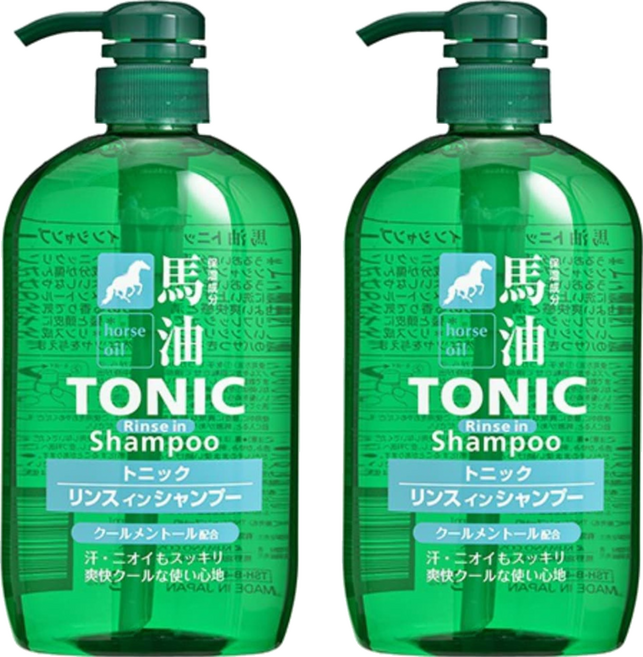 KUMANO 熊野油脂 馬油TONIC 酷涼雙效洗髮精, 600ml, 2瓶