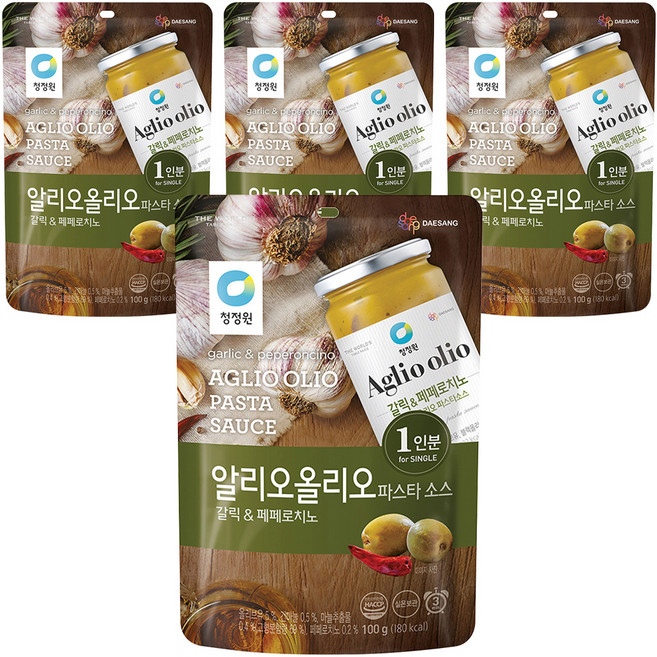 청정원 알리오올리오 파스타소스 싱글파우치, 100g, 4개