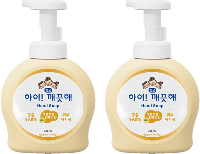 아이깨끗해 항균 폼 핸드솝 순 보송보송 파우더향, 490ml, 2개