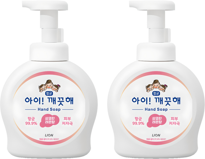 아이깨끗해 항균 폼 핸드워시 레몬향, 490ml, 2개