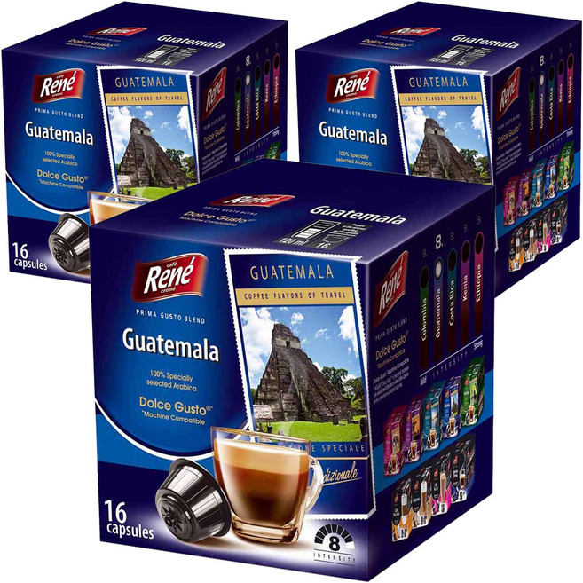 Rene 돌체구스토 호환캡슐 과테말라 안티구아 캡슐커피, 16개입, 3개, 7g
