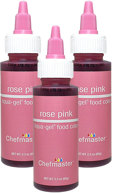 셰프마스터 리쿠아젤 식용색소 로즈 핑크, 65g, 3개