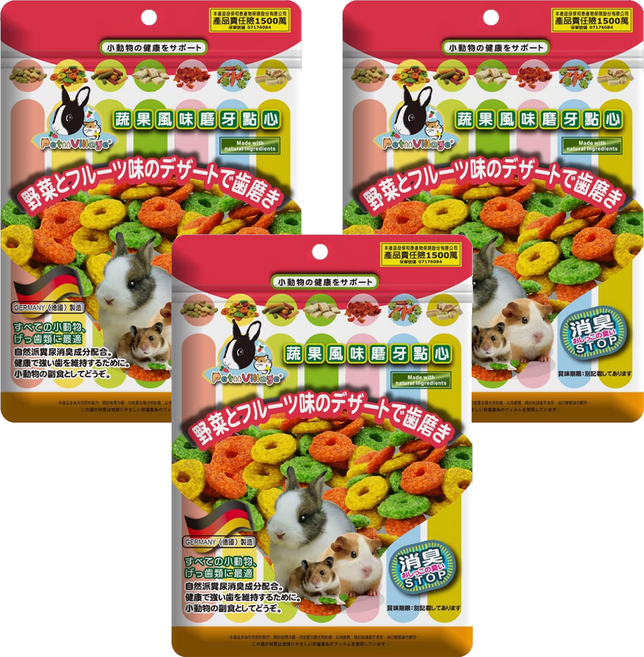 Pet Village 魔法村 鼠兔用綜合玉米甜甜圈, 120g, 3包