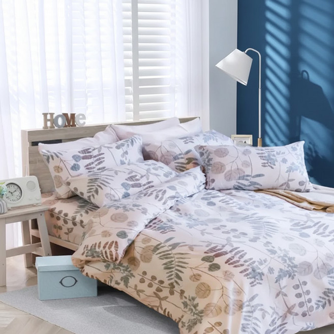 Blue Cat 藍貓 台灣製造 舒柔棉銀離子防螨抗菌印花床包組 床包 + 枕套 x 2