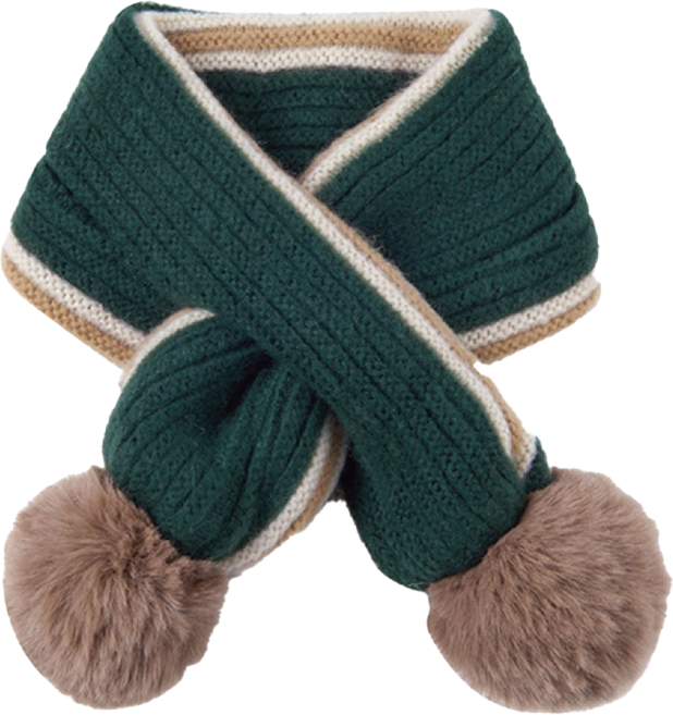 兒童針織毛球保暖圍巾