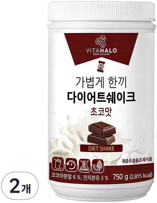 비타할로 가볍게 한끼 다이어트 쉐이크 초코맛, 750g, 2개
