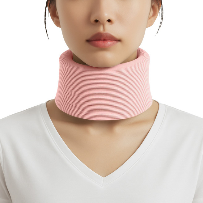 대한몰 목 보호대 밴드 지지대 자세 고정 쿠션 피치핑크, 1개